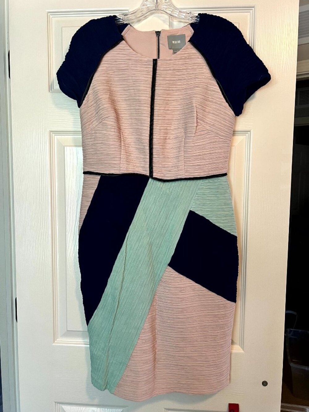 Mauve Colorblock Midi Dress in Blush, Navy & Mint